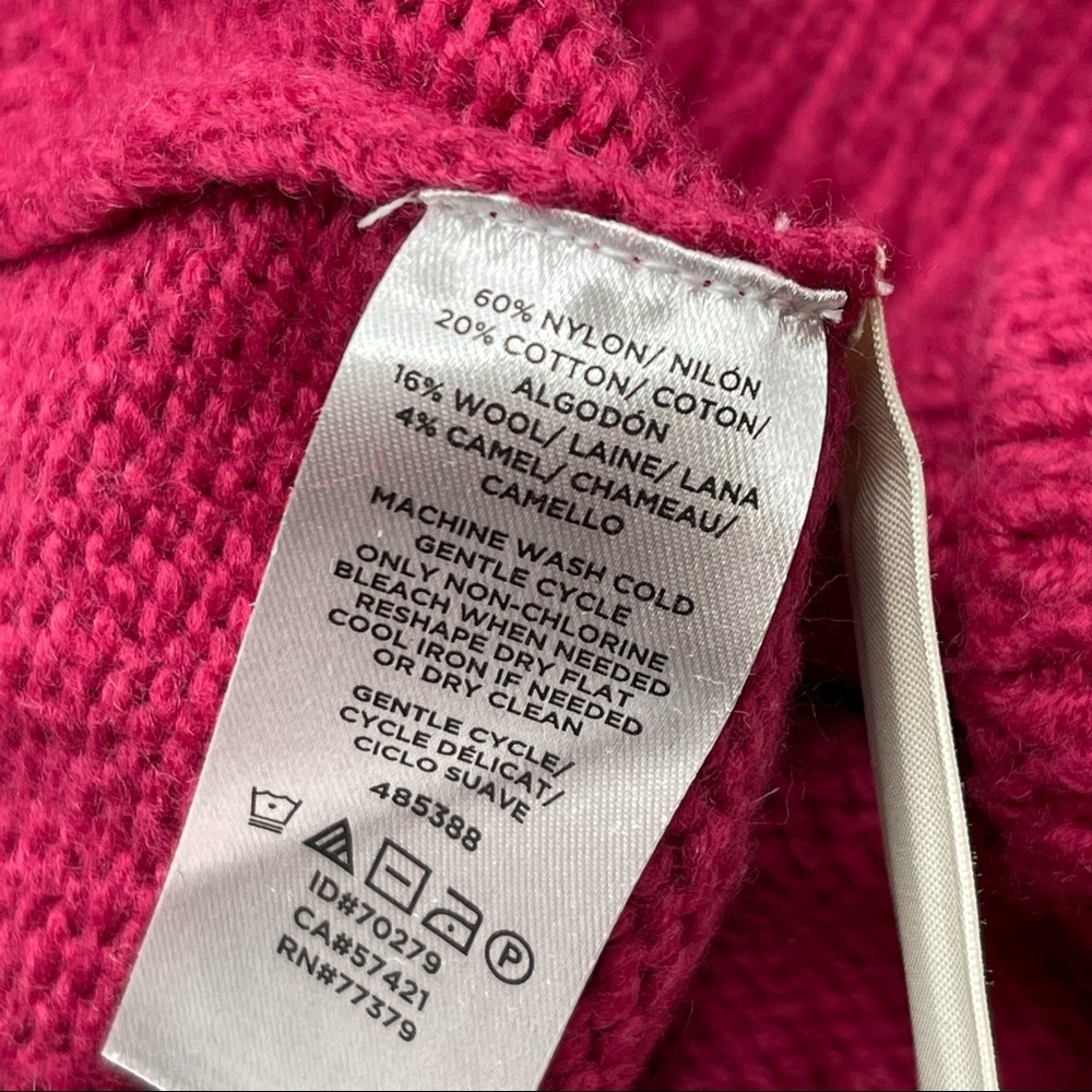 Ann Taylor Sweater Berry Pink Puffy Shoulder, New w/ Tags, Size L - Picture 9 of 10